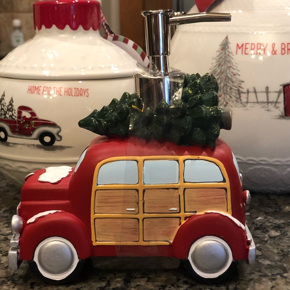 Vintage Red Truck with Tree Soap Dispenser - Picture 2 of 4